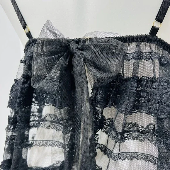 Victoria's Secret Sexy Ruffled Lace Lingerie Dress Mesh - Picture 7 of 11